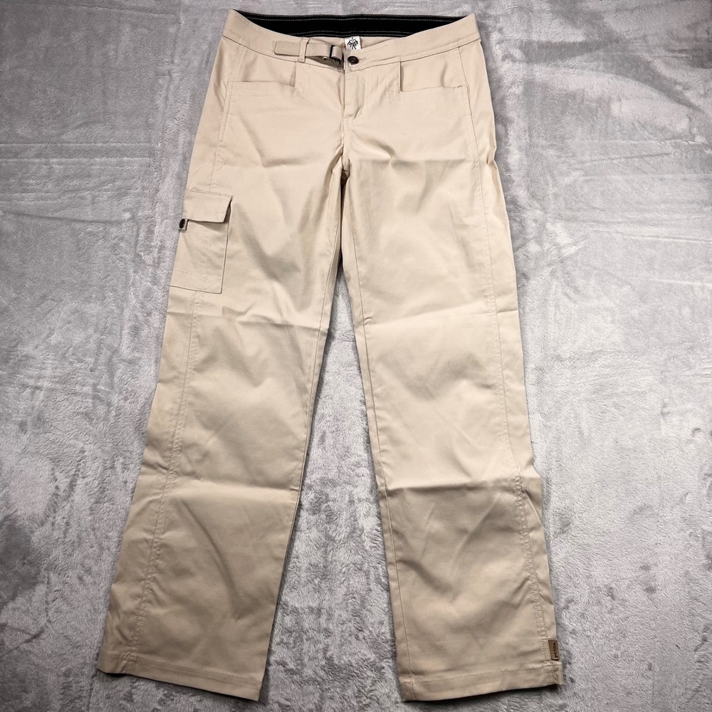Prana Breathe Womens Size S Hiking Cargo Pants Tan Khaki Straight Leg Outdoor
